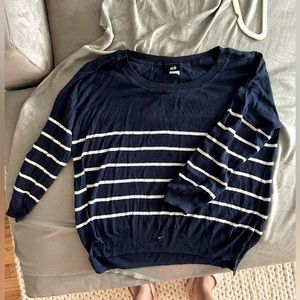 H&M navy and white striped boxy sweater